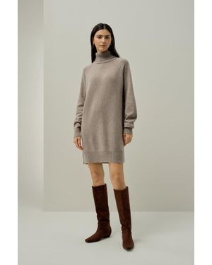 LILYSILK Damen Rollkragenpullover Mit Zopfmuster Aus Woll-Kaschmir, Edler Strick - Natur
