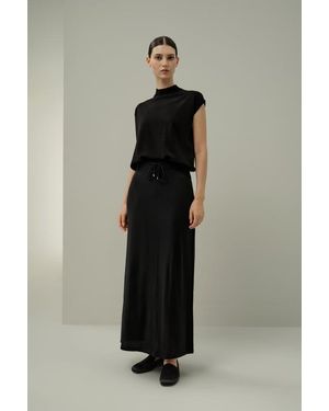 LILYSILK Damen Merino Maxirock - Schwarz