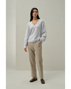 LILYSILK Femme Pull Oversize En Soie-Cachemire Doux Tricot Bouclé À Col V - Neutre
