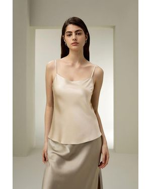 LILYSILK Damen Slim-Fit Charmeuse-Seidentop Mit Verstellbaren Trägern - Natur