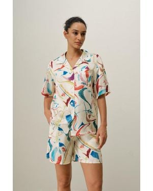 LILYSILK Kurzes Seidenpyjama-Set Mit Sternzeichen Zeitlos & Stilvoll De - Mehrfarbig