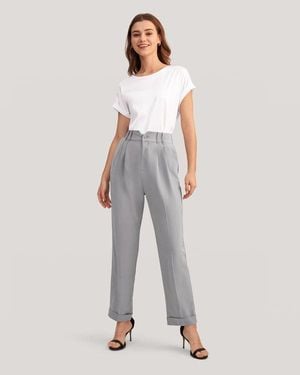 LILYSILK Damen Elegante Business Seidenhose, 18 Momme Seide, Knitterfrei, Gr - Grau