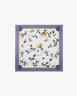 LILYSILK Schicker Quadratischer Seidenschal Mit Blumenmuster Deutschland - Blau