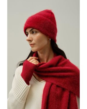 LILYSILK Damen Warme Kaschmir Gebürstete Fingerlose Handschuhe - Rot