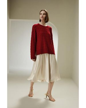 LILYSILK Wollpullover Damen 100 Wolle Damen De Rundhalsausschnitt Eleganz Und Komfort Gemütlichkeit Und Raffinesse - Rot