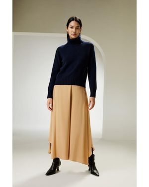 LILYSILK Damen Rollkragenpullover Kaschmir-Wollmischung Slim Fit - Blau