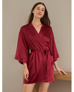 LILYSILK Morgenmantel Seide Damen Deutschland Charmeuse Seide Entspannte Passform Leicht Und Atmungsaktiv - Rot