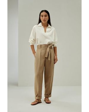 LILYSILK Pantalon De Soie Poches Latérales Soie Et Lin Un Confort Inégalé, Anti-Allergies Parfait Pour Le Travail Et Les Vacances - Neutre