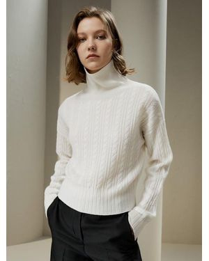 LILYSILK Kaschmirpullover Damen 100% Kaschmir Mit Zopfmuster Gemütlich & Bequem Deutschland - Natur