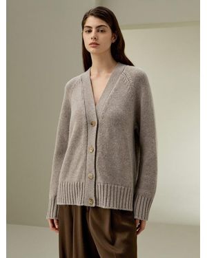 LILYSILK Cardigan Für Damen De Chunky Woll-Kaschmir-Mix Lockere Passform - Natur