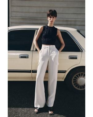 LILYSILK Damen Seiden-Cargohose Weite Passform Größe - Grau