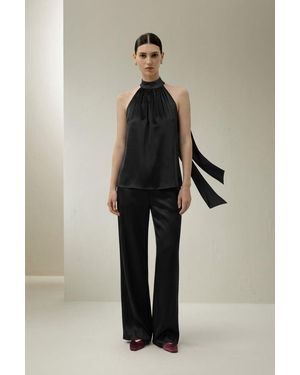 LILYSILK Damen Seiden-Charmeuse Top - Schwarz