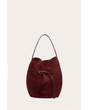 Liffner Belted Bucket Bag Large Burgundy Suede - Red