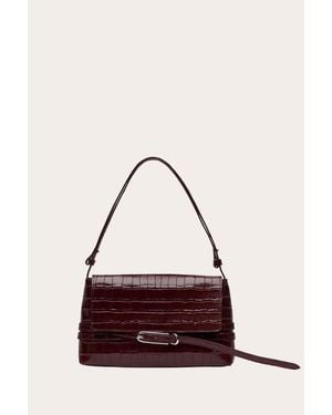 Liffner Belted Shoulder Bag Burgundy Croc - Red