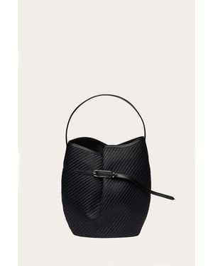 Liffner Belted Bucket Bag Large Raffia - Black