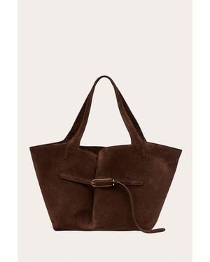 Liffner Belted Tote Dark Suede - Brown