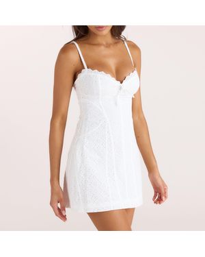 Lounge Broderie Mini Dress - White