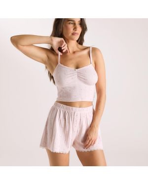 Lounge Pointelle Cami Pyjama Top - Pink