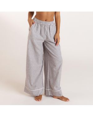 Lounge Pantalons De Pyjama Stripe - Gris