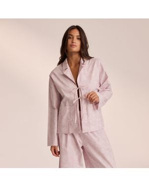 Lounge Baumwoll-Pyjamahemd - Pink