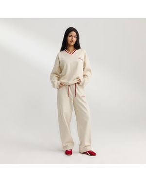 Lounge Trui Met V-Hals - Naturel