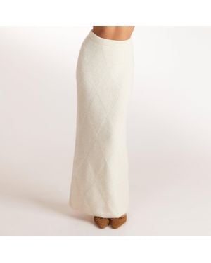Lounge Maxi Rok Met Diamantpatroon - Naturel