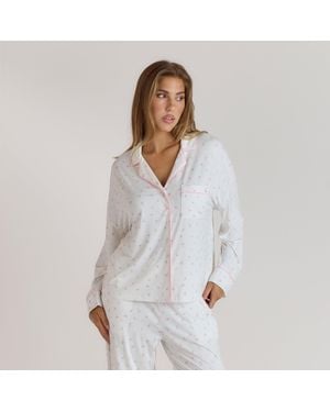 Lounge Modal Pyjamahemd - Weiß
