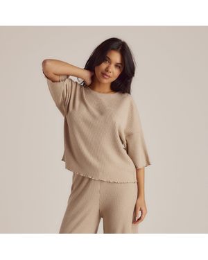 Lounge Soft Waffle Pyjama Top - Natural