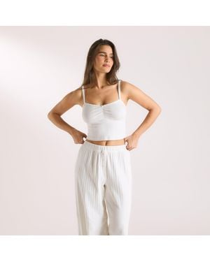 Lounge Pointelle Cami Pyjama Top - White