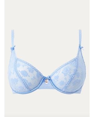 Lounge Flocked Floral Balcony Bra - Blue