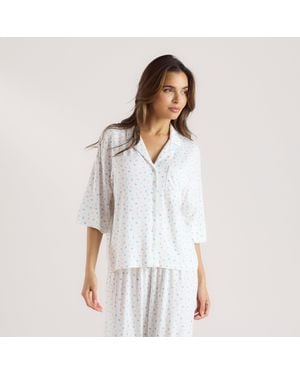 Lounge Modal Pyjama-Shirt Mit Kurzen Ärmeln - Weiß