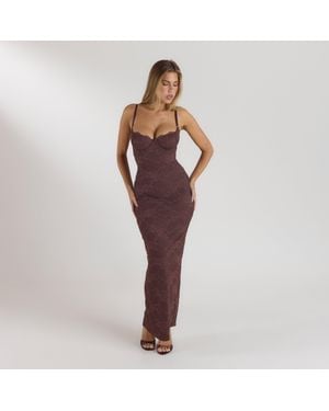 Lounge Blossom Maxi-Jurk Met Bodysuit - Paars
