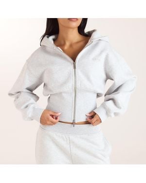 Lounge Getailleerde Hoodie Met Ritssluiting - Grijs