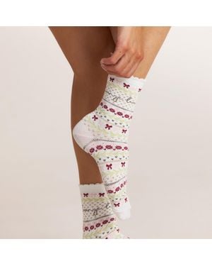 Lounge Fairisle Socks - Natural