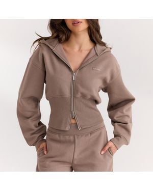 Lounge Taillierte Zip-Up Hoodie - Braun