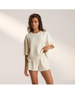 Lounge Soft Waffle Pyjama Top - Natural