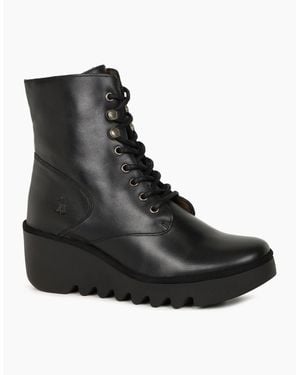 Fly London Birr Wedge Heel Boots - Black