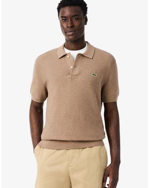 Lacoste Classic Fit Knitted Polo Shirt - Natural