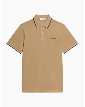 Ben Sherman Signature Pique Short Sleeve Polo Shirt - Natural