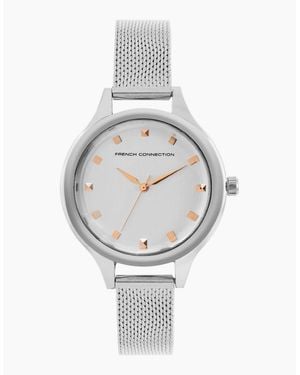 French Connection Connection Case Round Shape Strap Quartz Watch - Metallic