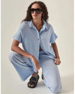 James Lakeland Relaxed Short Sleeve Blouse – Powder - Blue