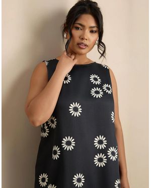 Live Unlimited London Floral Print Side Split Tunic - Blue