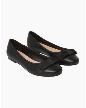Dorothy Perkins Ladies Paris Bow Detail Wide Ballerina Flats - Black