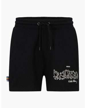BOSS Regular Fit Graphic Print Athletic Shorts - Black