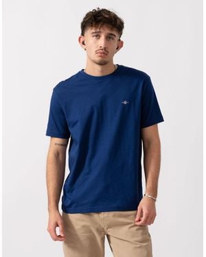 GANT Regular Fit Short Sleeve Shield Logo T-Shirt - Blue