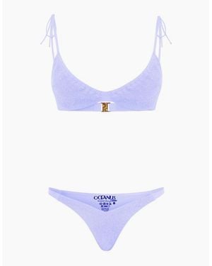 Oceanus Ariel Hand Embroidered Underwire Bikini Top Multi Colour - Purple