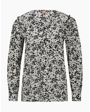 BOSS V-Neck Long Sleeve Blouse - Multicolour