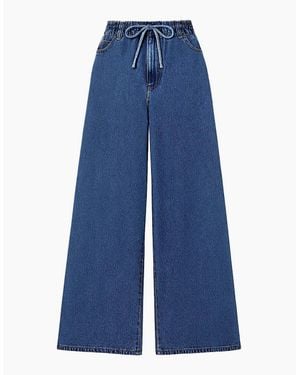 Ro&zo Denim Drawstring Wide Leg Jeans - Blue