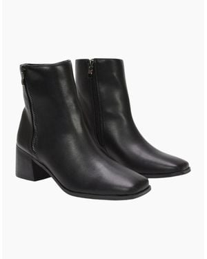 XY London Ladies Willow Square Toe Ankle Boots - Black