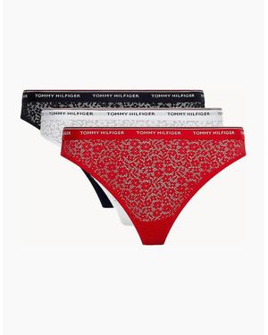 Tommy Hilfiger 3-Pack Premium Essential Lace Thongs - Red